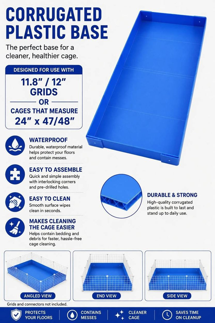 Corrugated Plastic Base- Compatible with 11.8"/12"/30cm Grid Panels or Midwest Guinea Pig Habitat