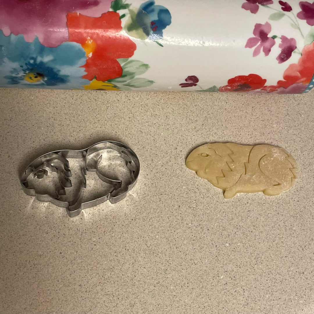 Guinea Pig Cookie Cutter (2 Pack) Basic Outline and Detailed Embossed Cutter - Stainless Steel